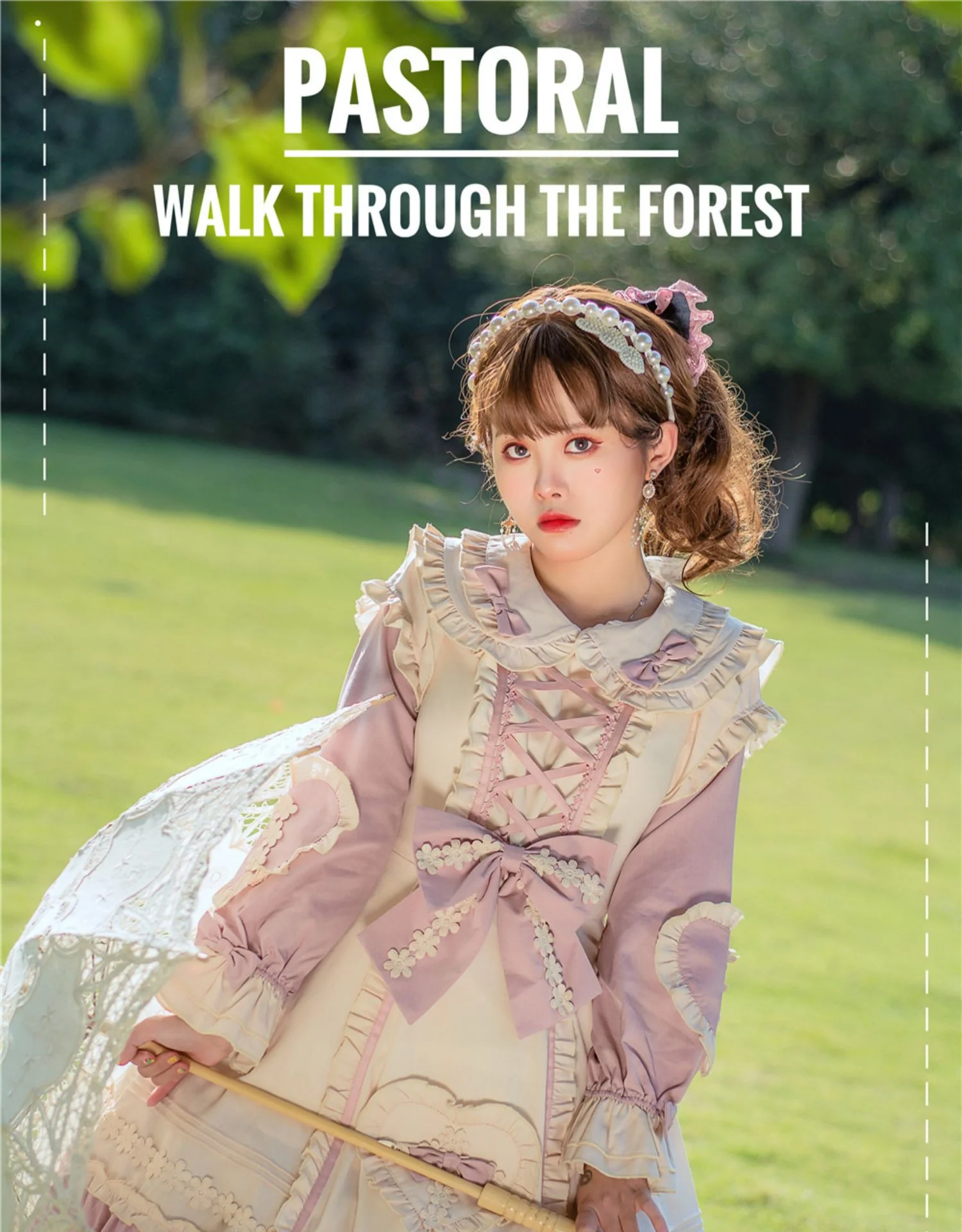 Little Gardener - Plus Size Lolita OP Dress Pink Winter Long Sleeve - Image 13