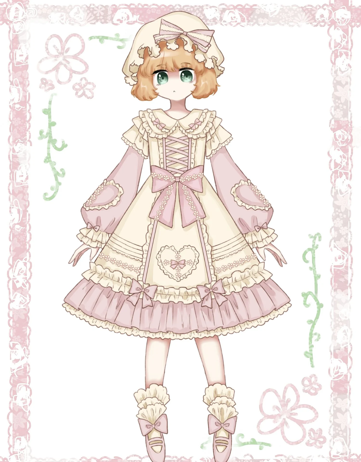 Little Gardener - Plus Size Lolita OP Dress Pink Winter Long Sleeve - Image 5