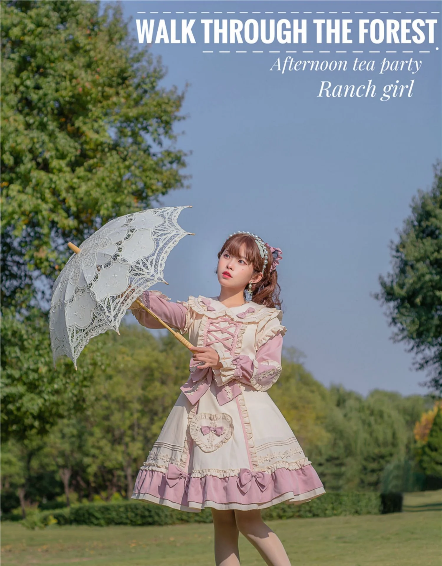 Little Gardener - Plus Size Lolita OP Dress Pink Winter Long Sleeve - Image 7