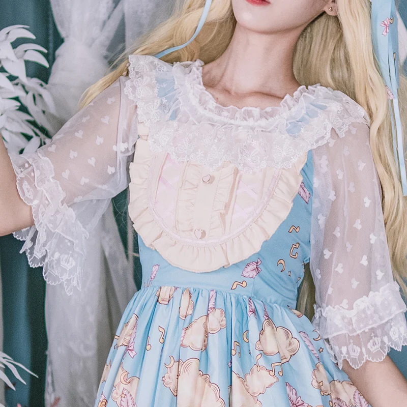 Plus Size Lolita Shirt Lace Mesh Blouse - Image 10