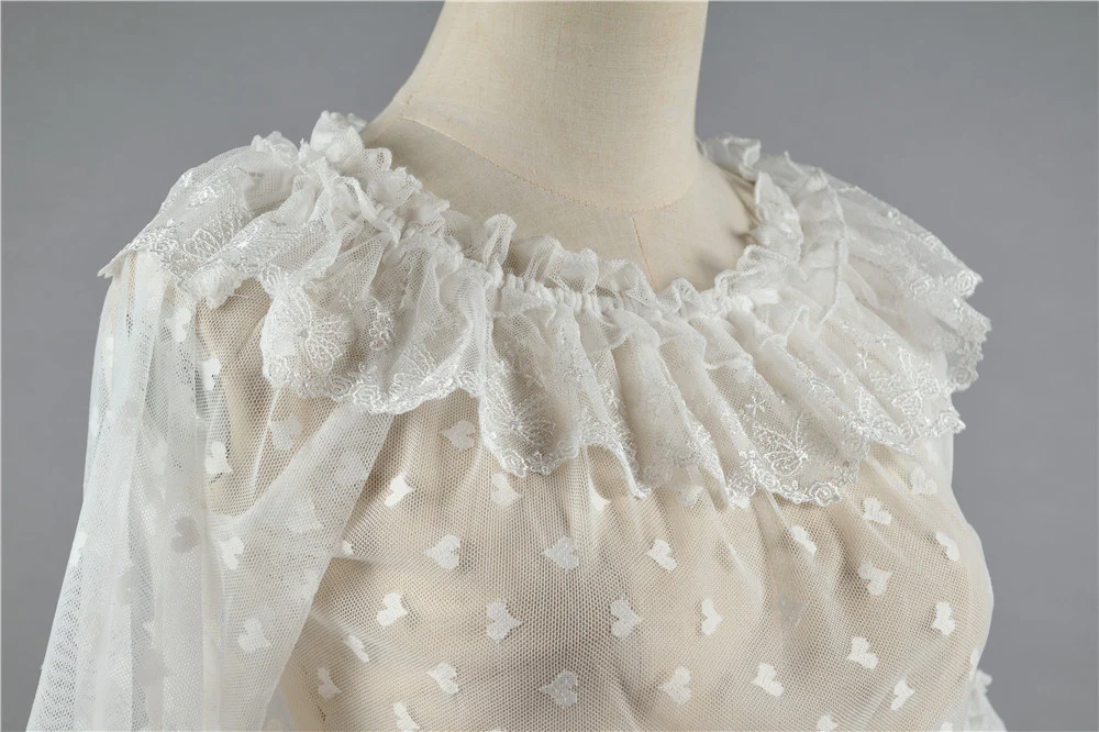 Plus Size Lolita Shirt Lace Mesh Blouse - Image 15