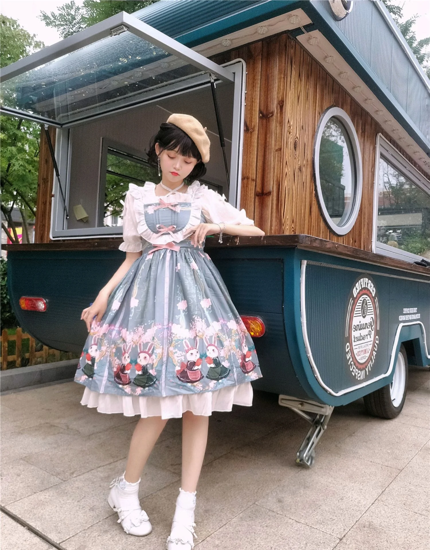 Picnic Bunny Girl - Plus Size Lolita JSK Short Sleeve OP Dress - Image 18