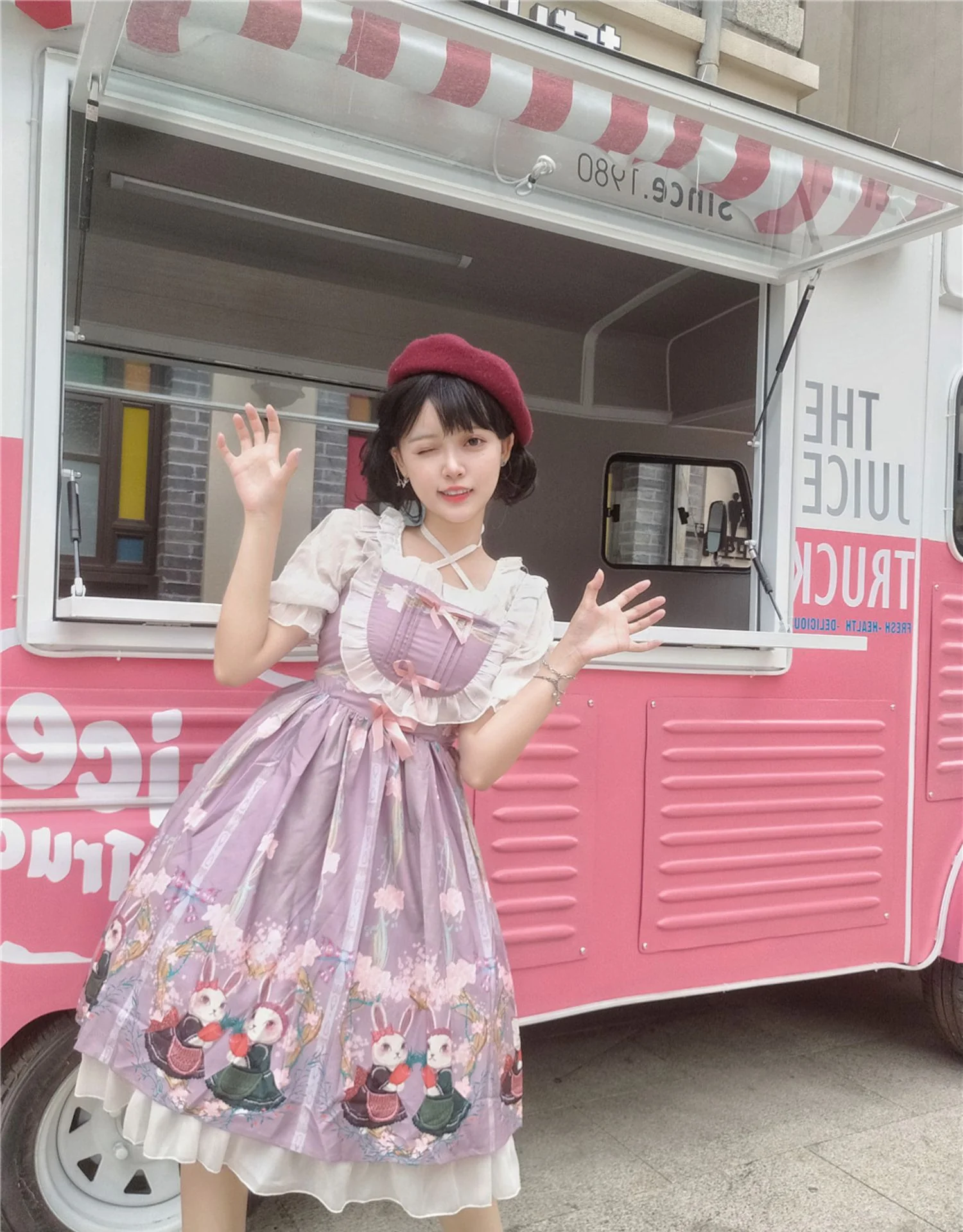 Picnic Bunny Girl - Plus Size Lolita JSK Short Sleeve OP Dress - Image 21