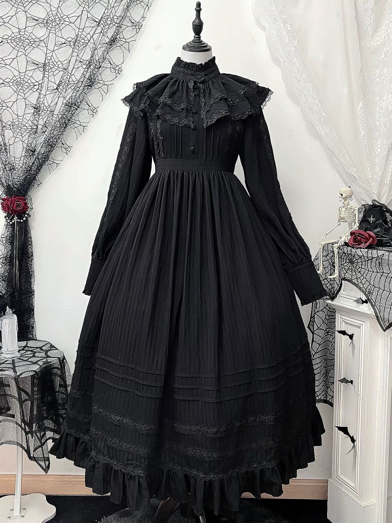 Sanshanjiu - A Quiet Place - Nun Style Gothic Lolita OP Dress - Image 16