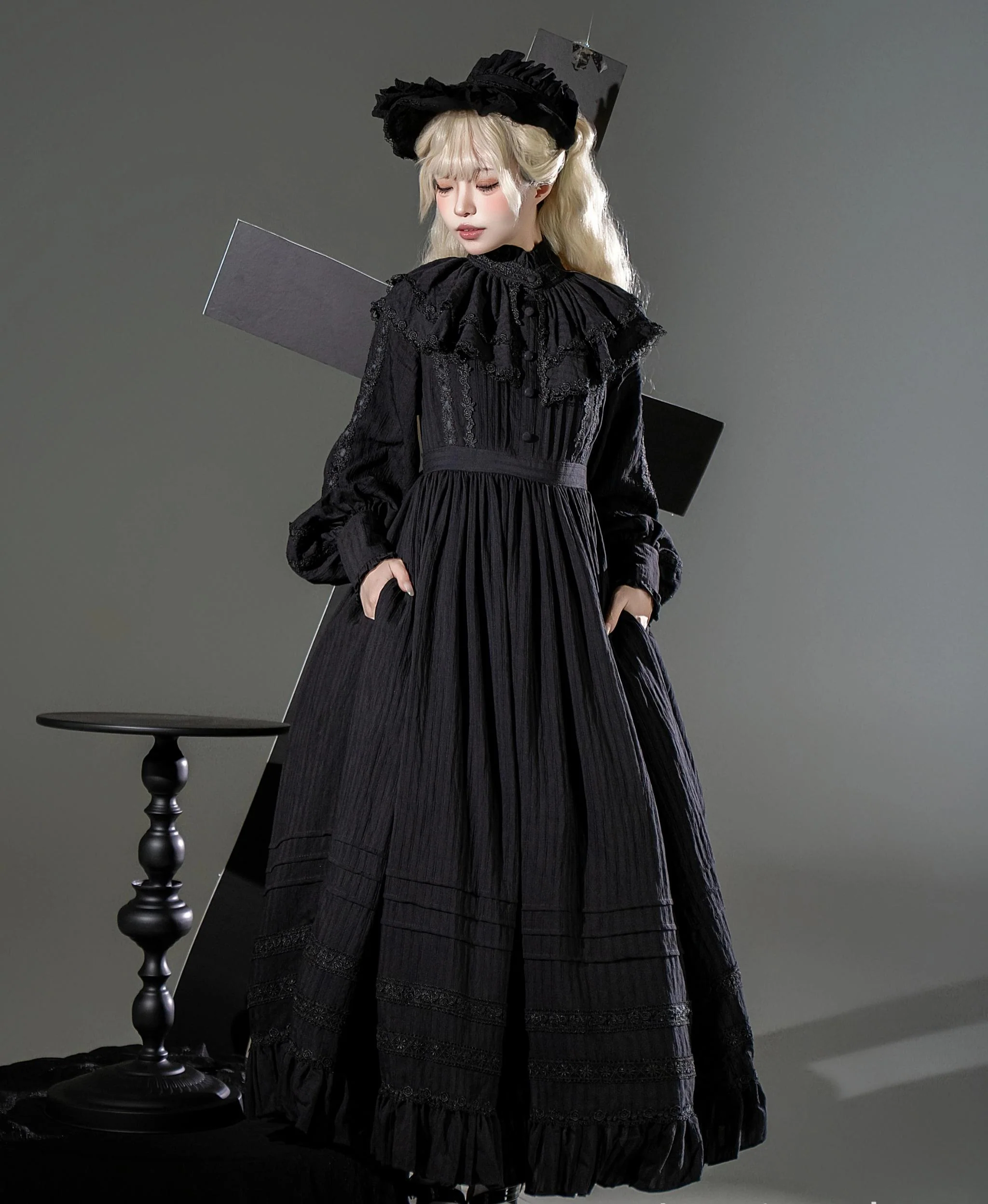 Sanshanjiu - A Quiet Place - Nun Style Gothic Lolita OP Dress - Image 4