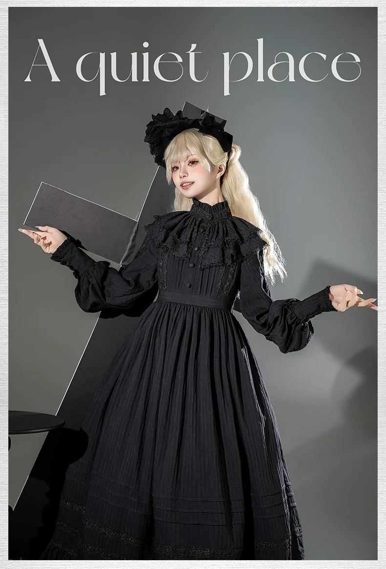 Sanshanjiu - A Quiet Place - Nun Style Gothic Lolita OP Dress - Image 7