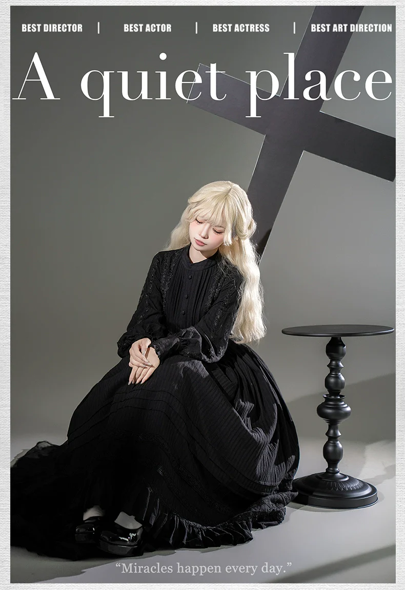 Sanshanjiu - A Quiet Place - Nun Style Gothic Lolita OP Dress - Image 8