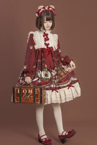 Crown Bear - Kawaii Daily Lolita Long OP Dress - Image 13