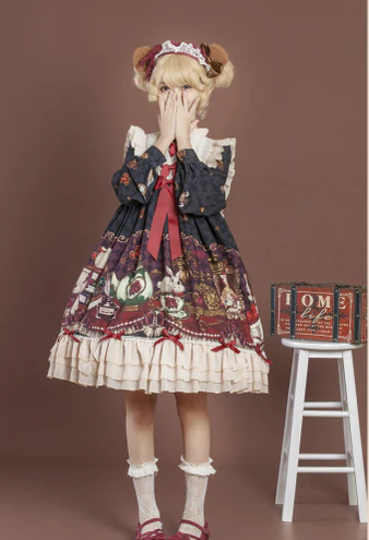 Crown Bear - Kawaii Daily Lolita Long OP Dress - Image 15