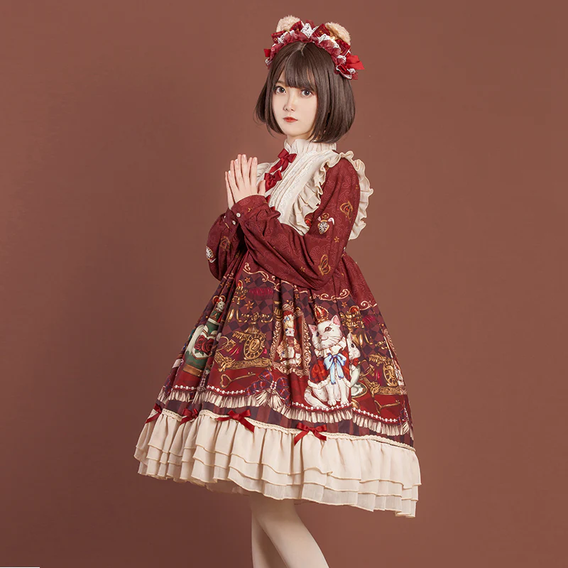 Crown Bear - Kawaii Daily Lolita Long OP Dress - Image 2