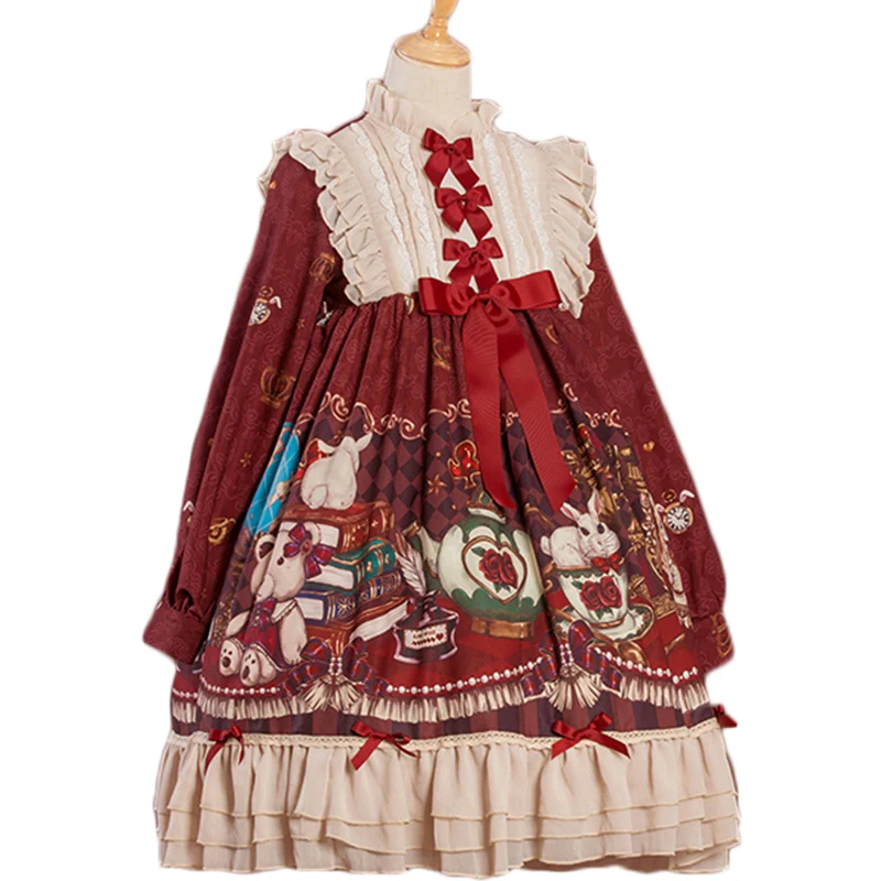 Crown Bear - Kawaii Daily Lolita Long OP Dress - Image 3