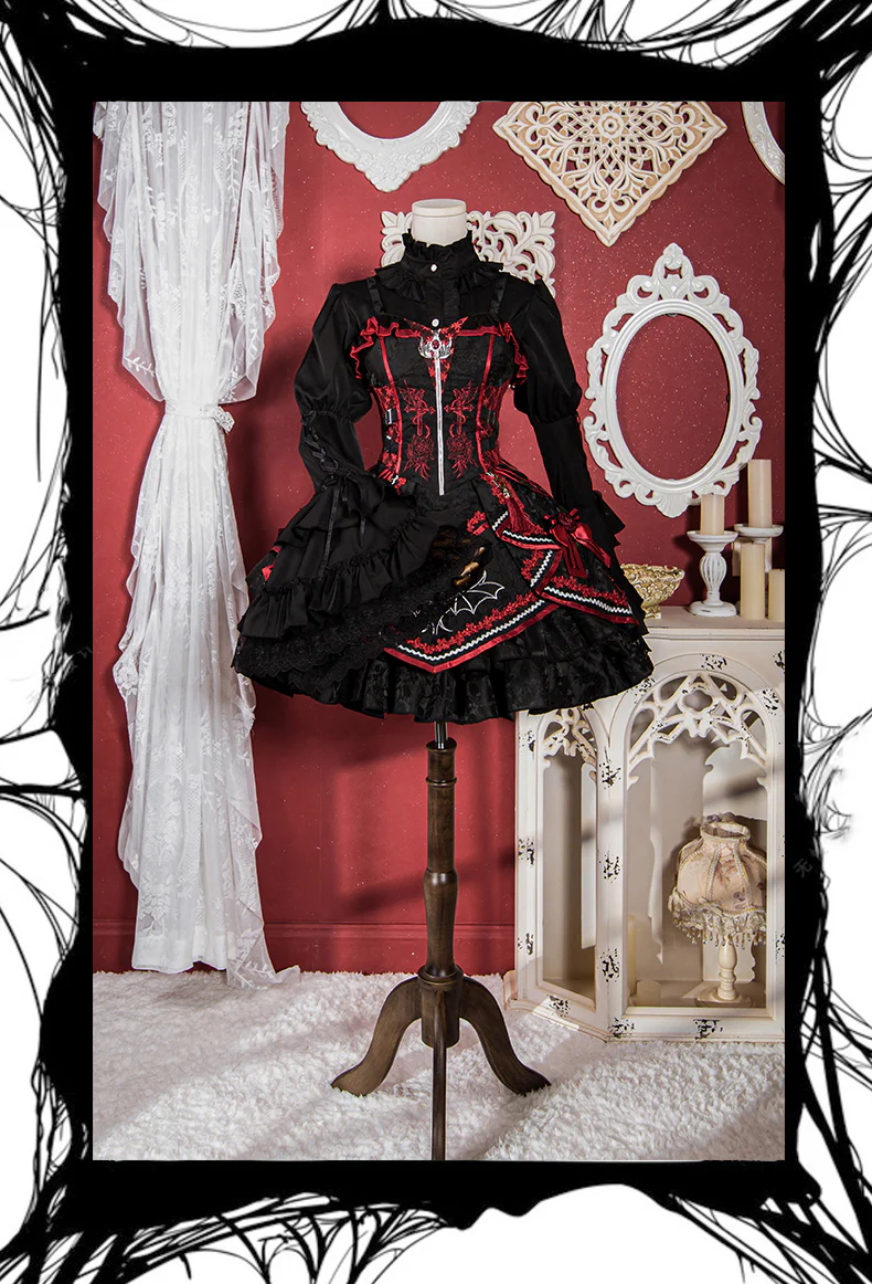 Ocelot - Gothic Lolita Halloween Blouse, Bat Inspired - Image 4