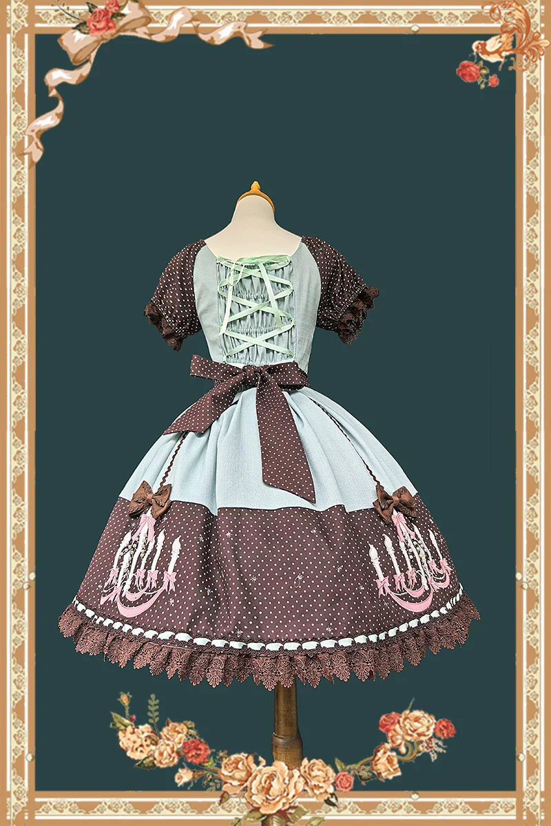 Chandelier - Old School Lolita Dress, Polka Dot, Chandelier Print - Image 10