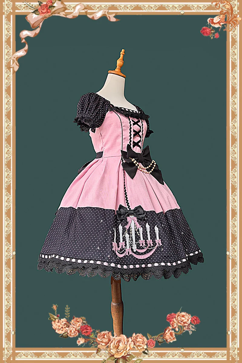 Chandelier - Old School Lolita Dress, Polka Dot, Chandelier Print - Image 6