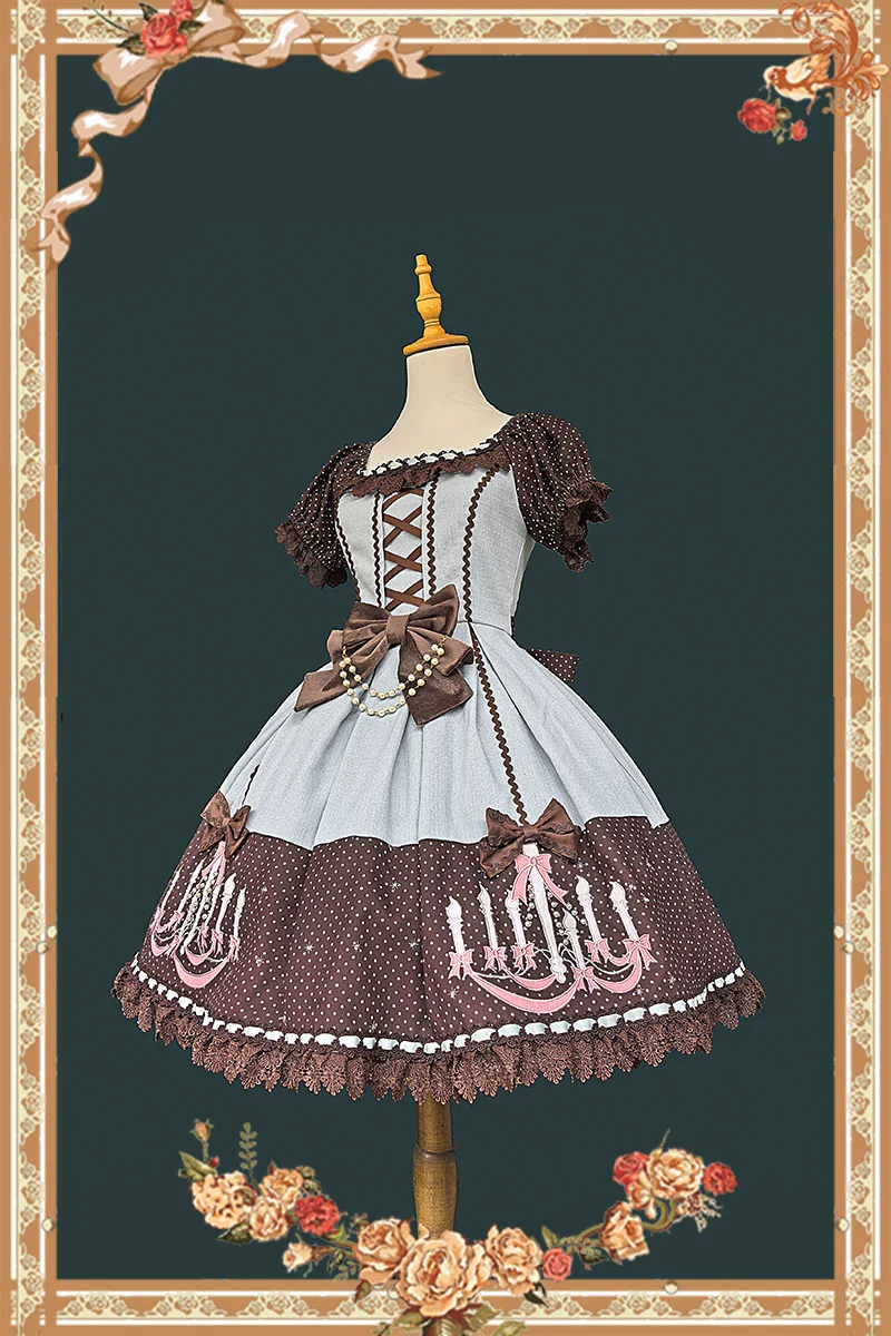 Chandelier - Old School Lolita Dress, Polka Dot, Chandelier Print - Image 9