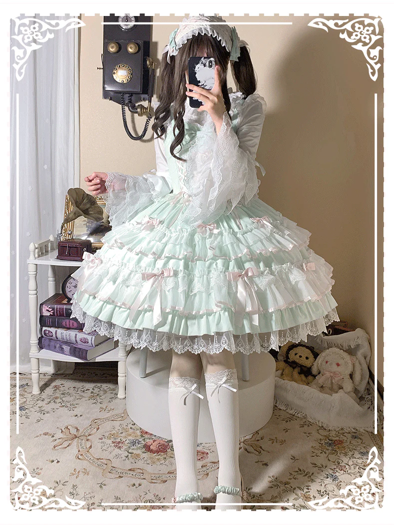 Love Notebook - Old School Lolita JSK Vintage Doll Tiered Dress - Image 2