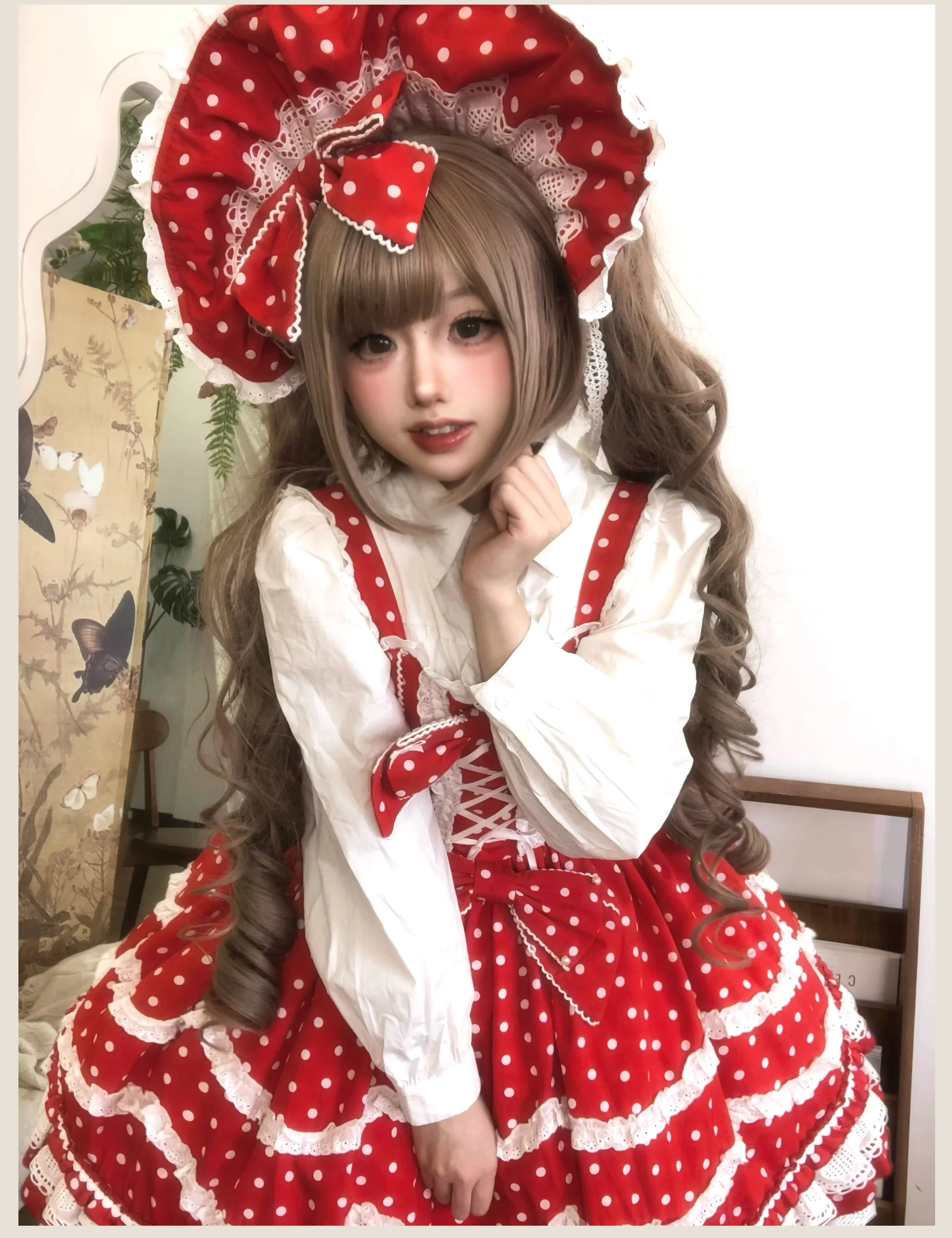 TaTaTa Lolita - Polka Bailys - Old School Lolita JSK Suit Red White Polka Dot Dress - Image 13