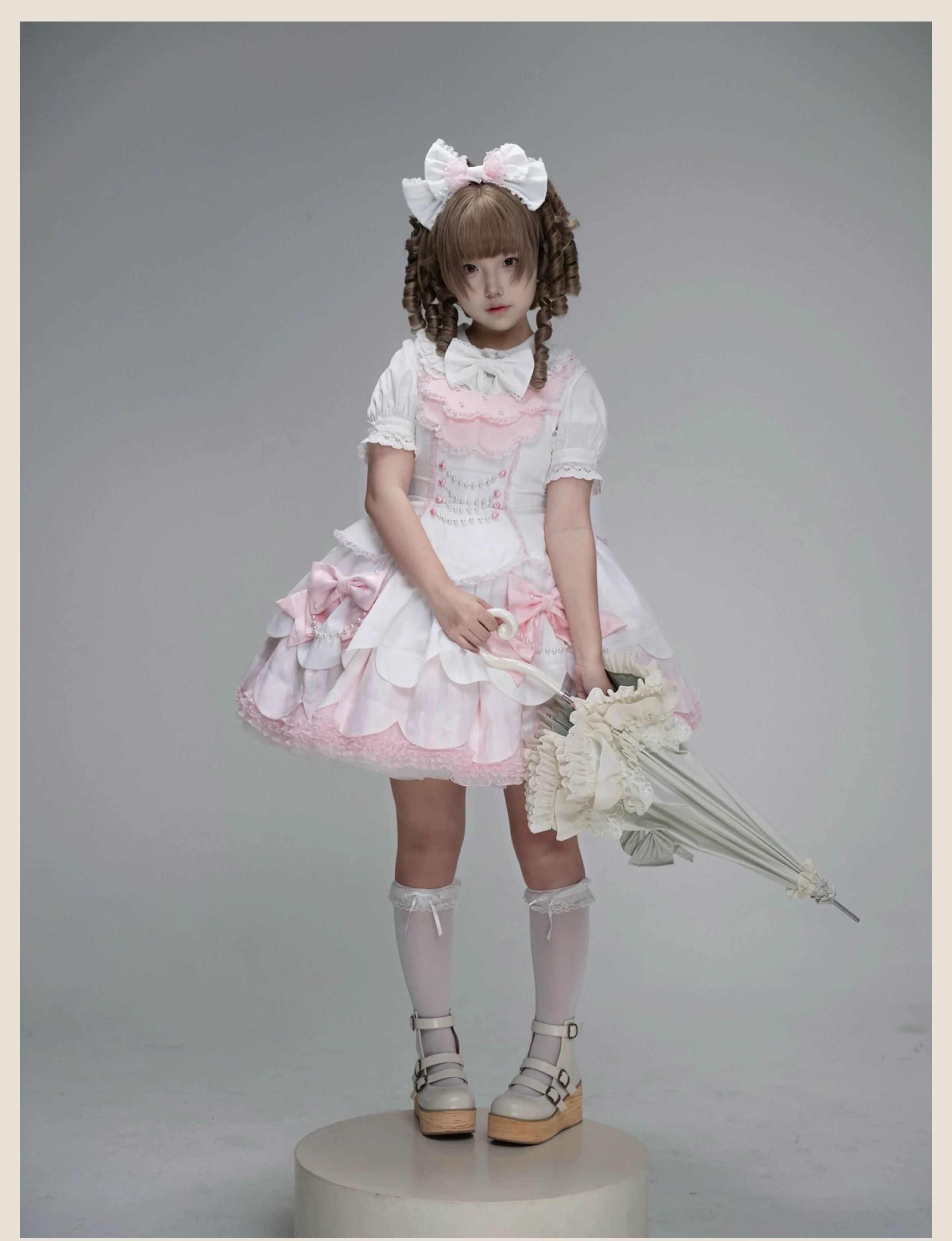 TaTaTa Lolita - Pearl Princess - Old School Lolita Jumper Dress Outfit, Petal Hem - Image 10