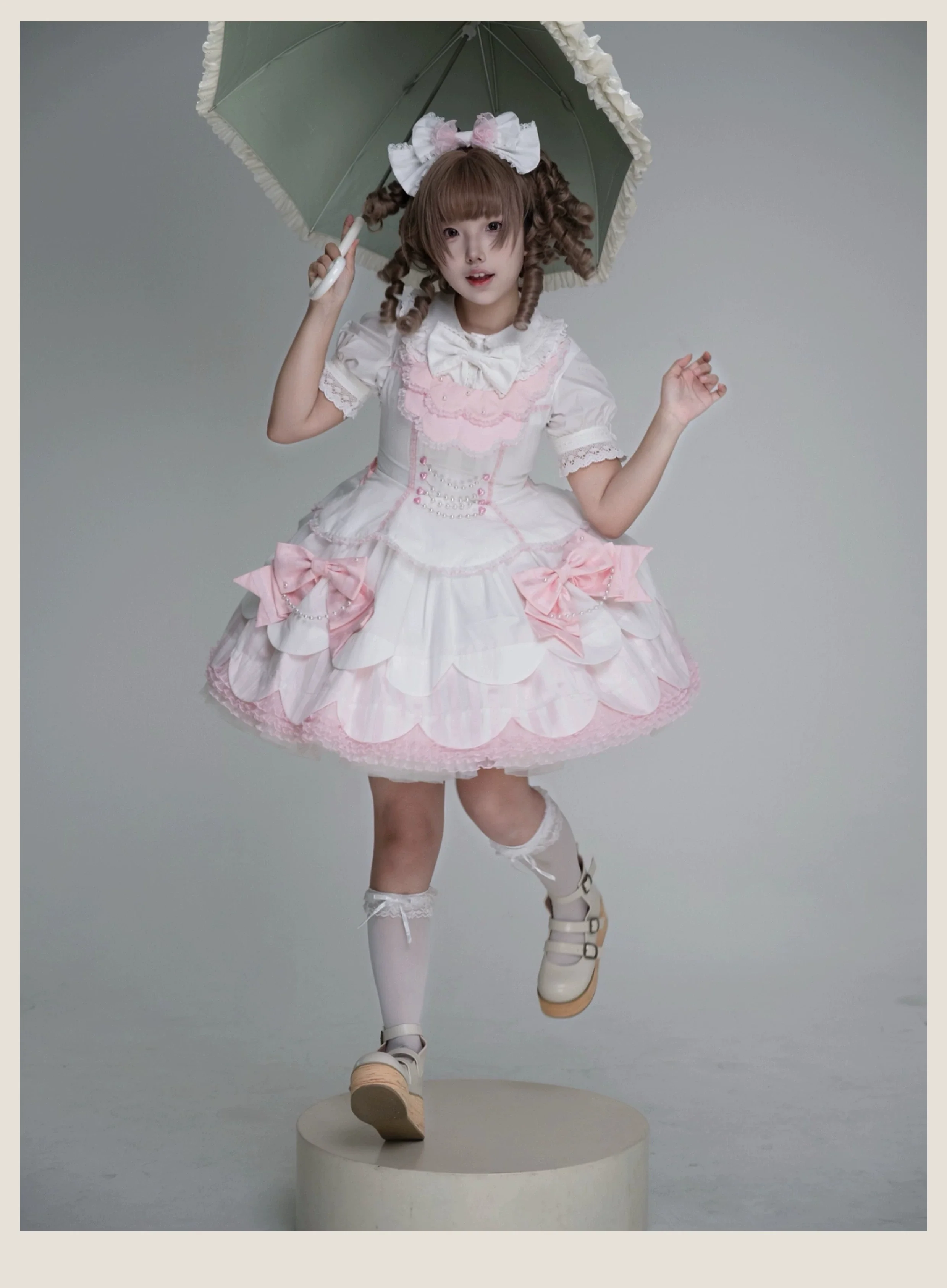 TaTaTa Lolita - Pearl Princess - Old School Lolita Jumper Dress Outfit, Petal Hem - Image 13