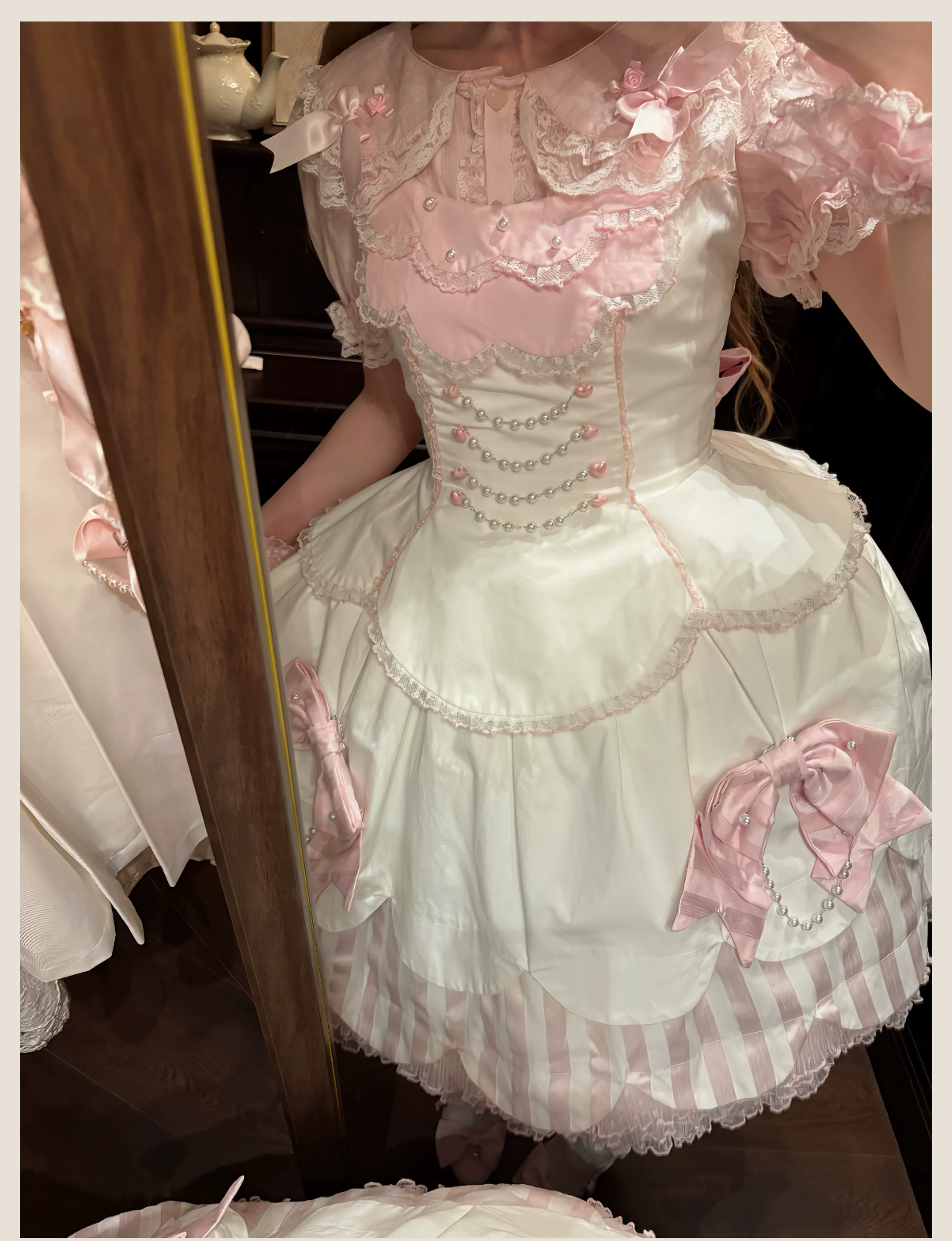 TaTaTa Lolita - Pearl Princess - Old School Lolita Jumper Dress Outfit, Petal Hem - Image 7