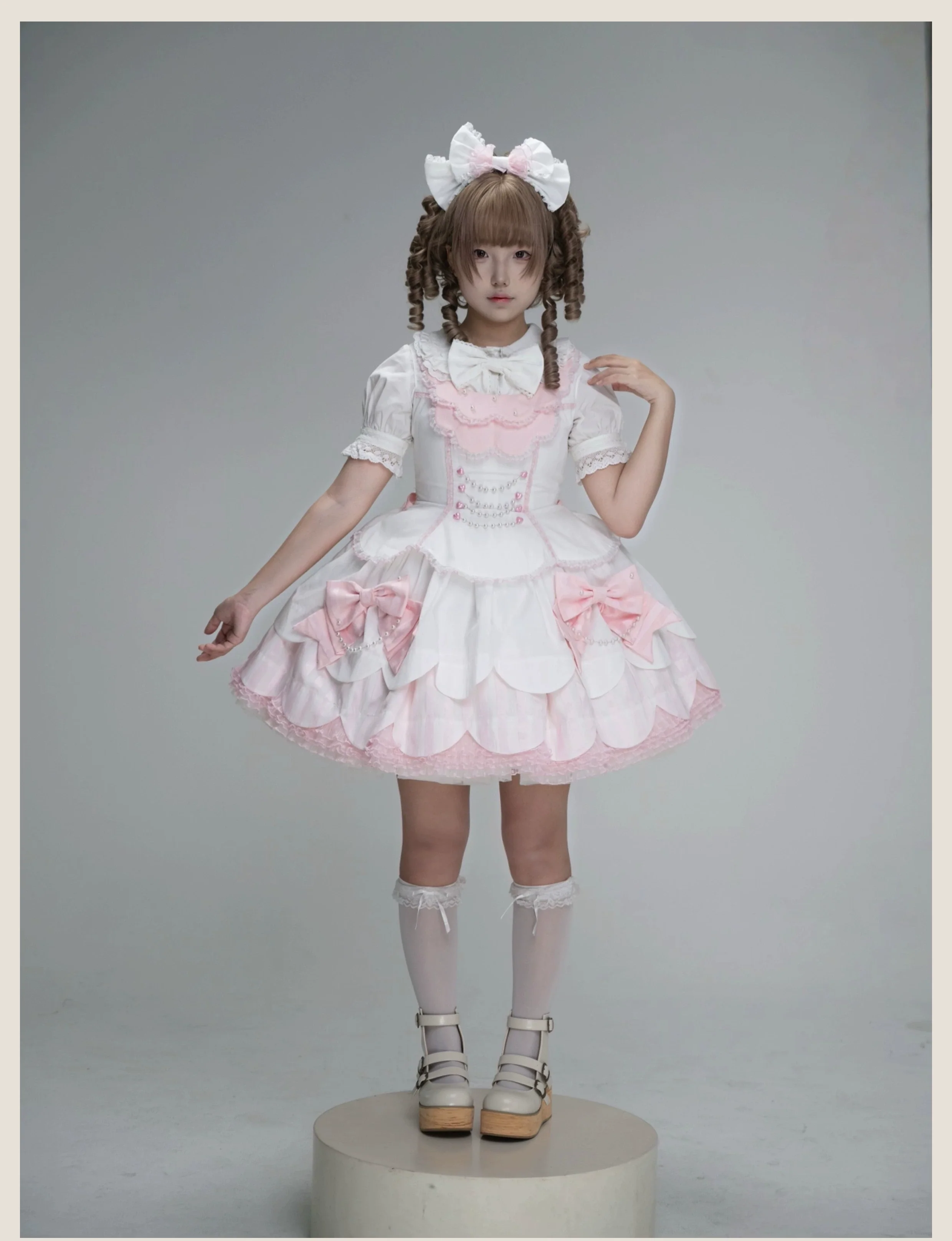 TaTaTa Lolita - Pearl Princess - Old School Lolita Jumper Dress Outfit, Petal Hem - Image 9