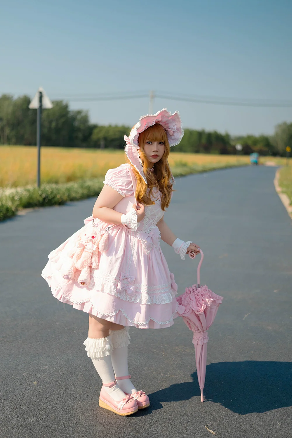 Vintage Petal Rabbit - Old School Lolita OP Cotton Dress With Petal-Shaped Hem - Image 18