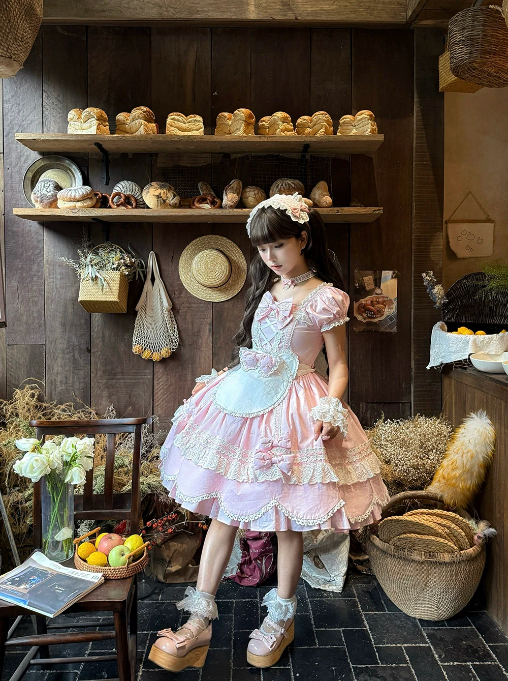Vintage Petal Rabbit - Old School Lolita OP Cotton Dress With Petal-Shaped Hem - Image 23