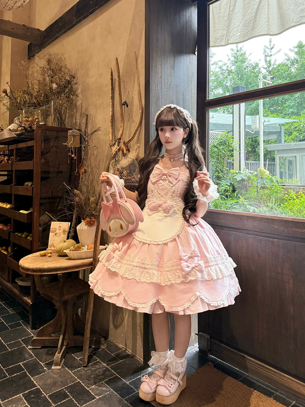 Vintage Petal Rabbit - Old School Lolita OP Cotton Dress With Petal-Shaped Hem - Image 24