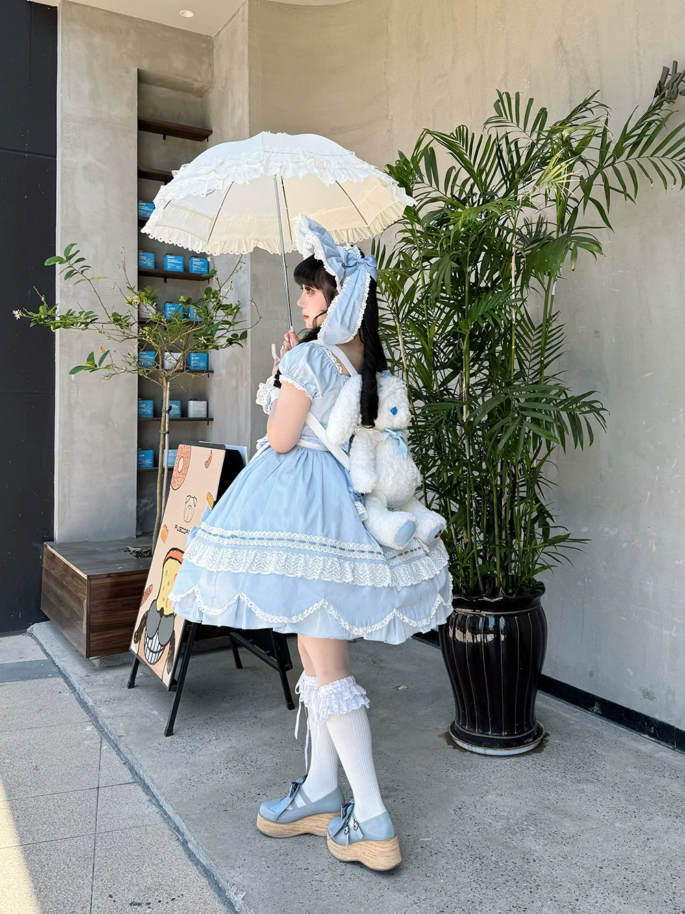 Vintage Petal Rabbit - Old School Lolita OP Cotton Dress With Petal-Shaped Hem - Image 37
