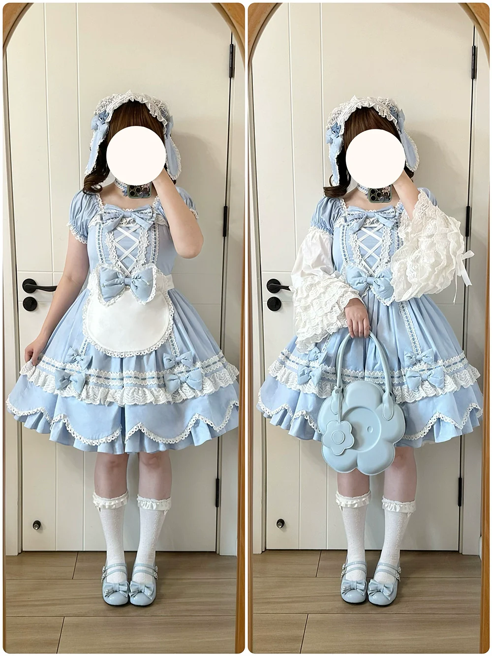 Vintage Petal Rabbit - Old School Lolita OP Cotton Dress With Petal-Shaped Hem - Image 38