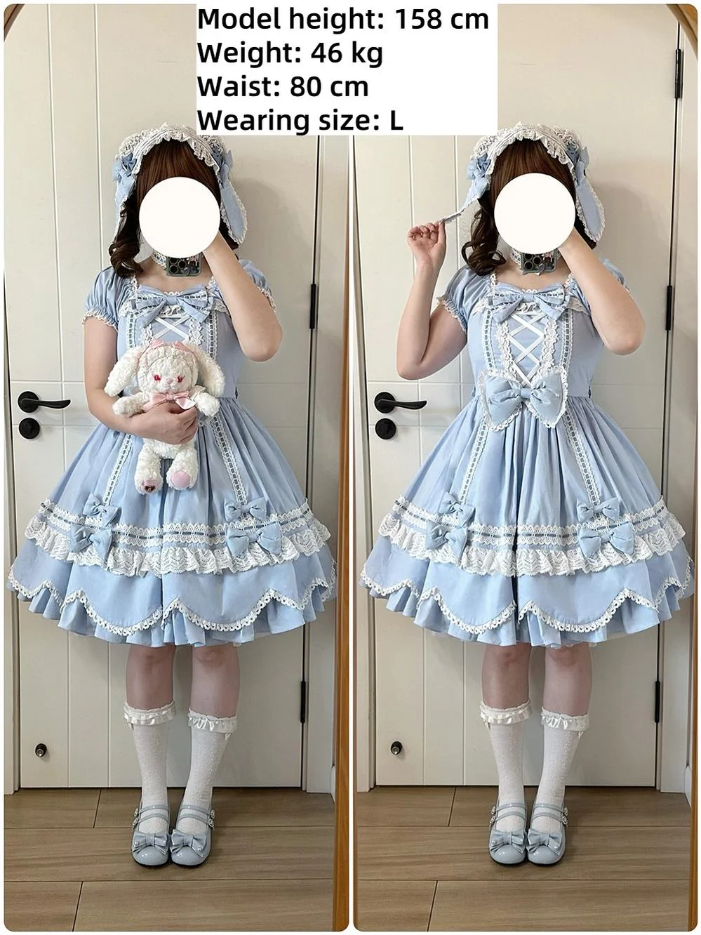 Vintage Petal Rabbit - Old School Lolita OP Cotton Dress With Petal-Shaped Hem - Image 39