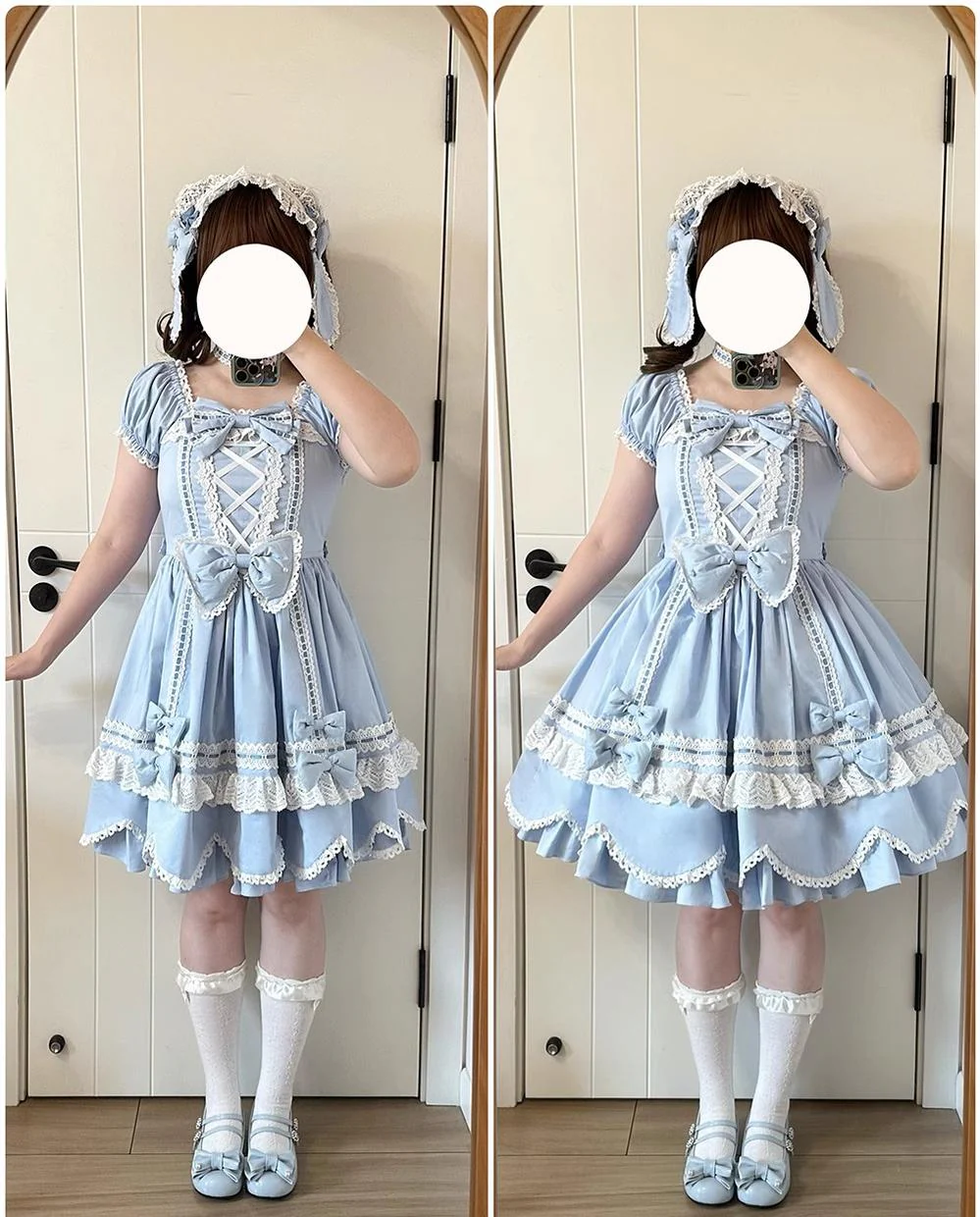 Vintage Petal Rabbit - Old School Lolita OP Cotton Dress With Petal-Shaped Hem - Image 40