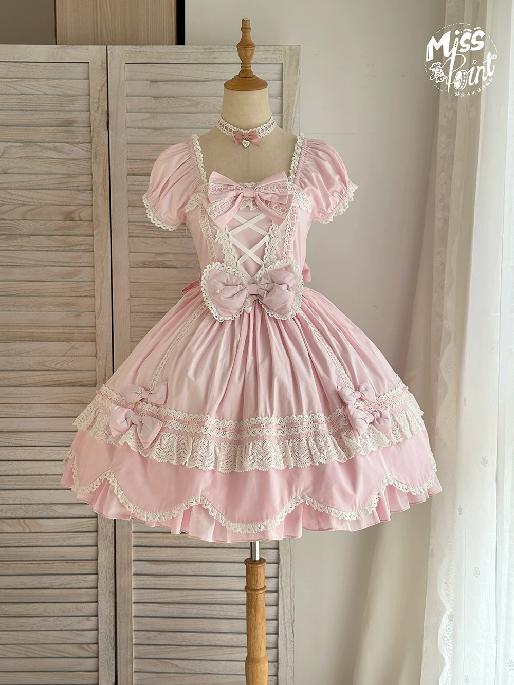 Vintage Petal Rabbit - Old School Lolita OP Cotton Dress With Petal-Shaped Hem - Image 41