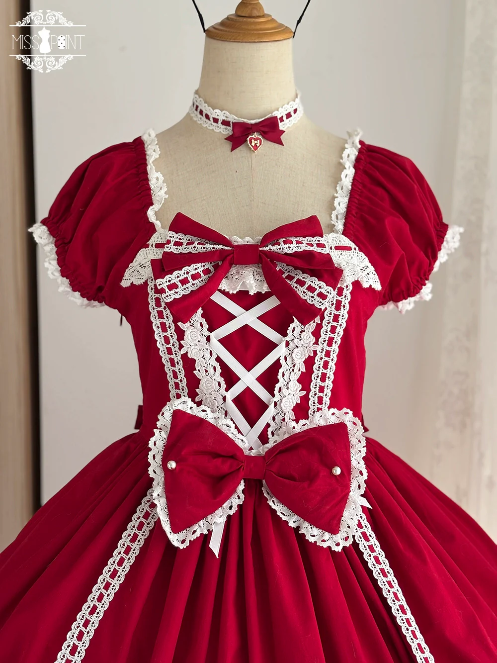 Vintage Petal Rabbit - Old School Lolita OP Cotton Dress With Petal-Shaped Hem - Image 59