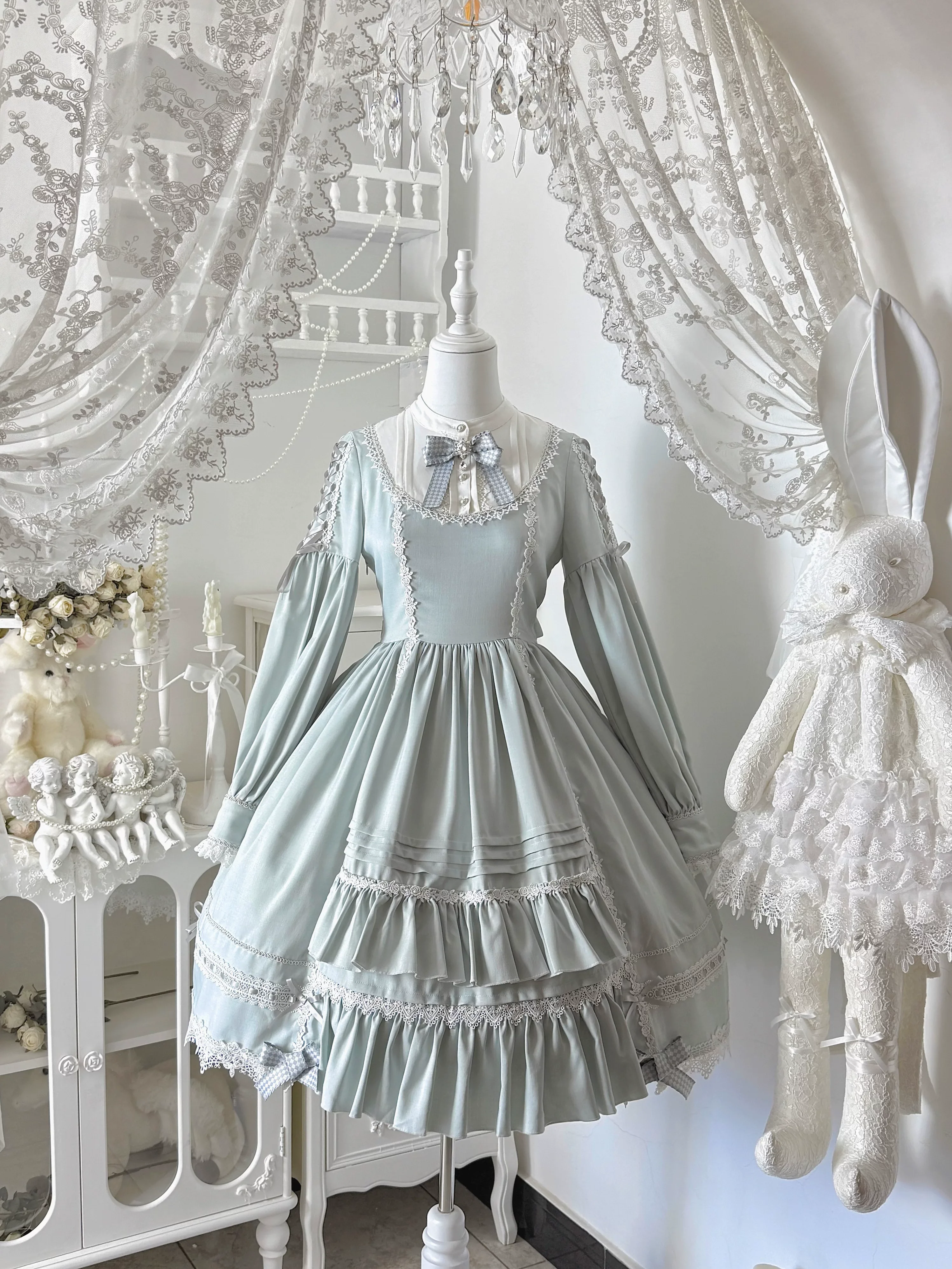 Ningyo Night - Old School Lolita OP Dress, Peter Pan Collar Cape - Image 23