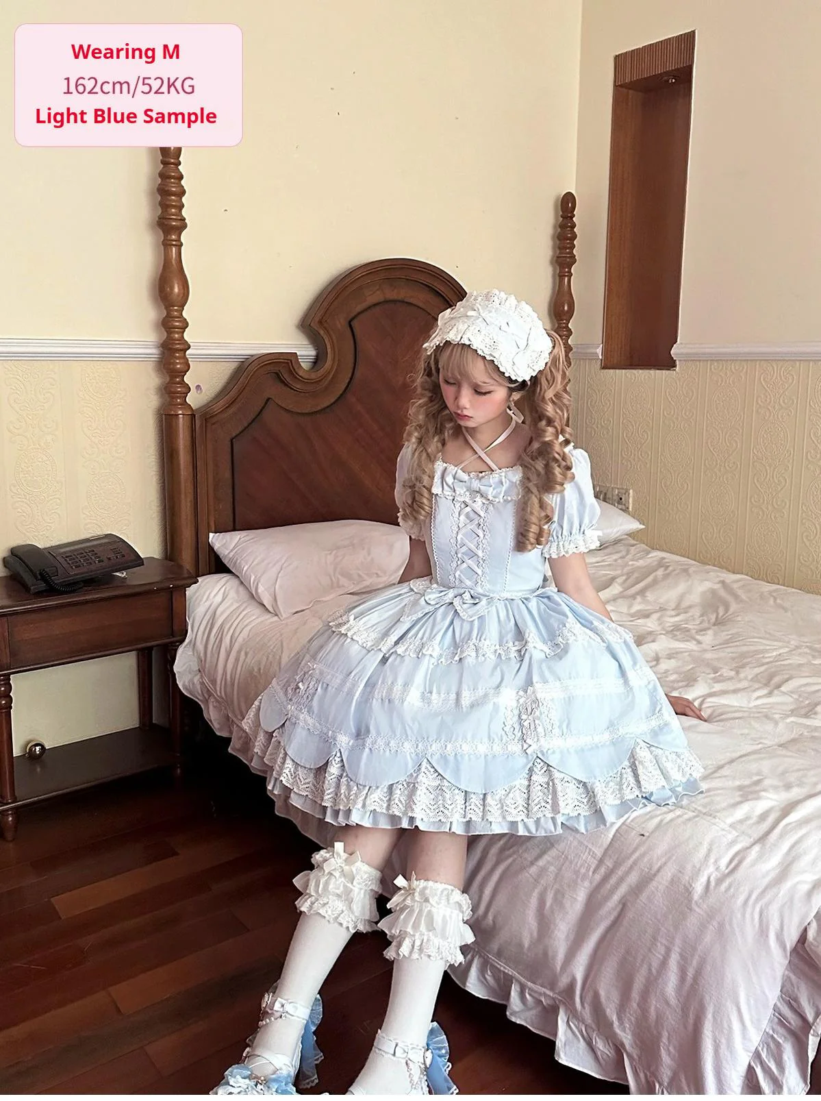AerialCat - Cream Petals - Old School Lolita OP Tiered Ruffles Cotton Dress - Image 16