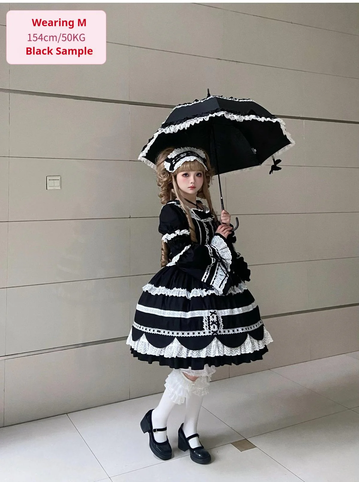 AerialCat - Cream Petals - Old School Lolita OP Tiered Ruffles Cotton Dress - Image 17