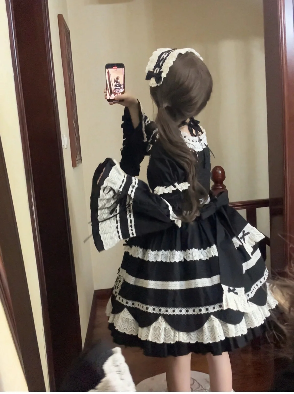 AerialCat - Cream Petals - Old School Lolita OP Tiered Ruffles Cotton Dress - Image 21