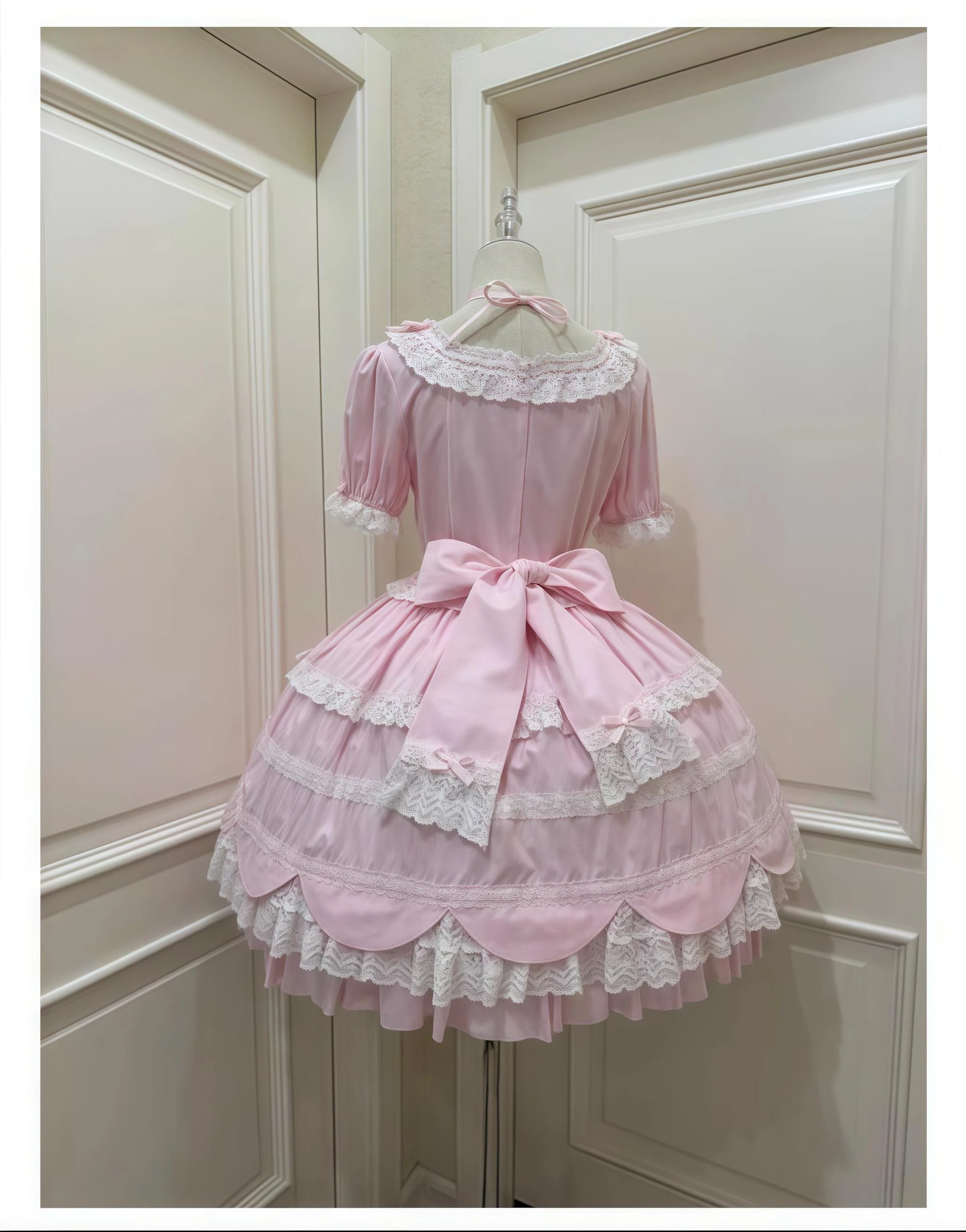 AerialCat - Cream Petals - Old School Lolita OP Tiered Ruffles Cotton Dress - Image 25