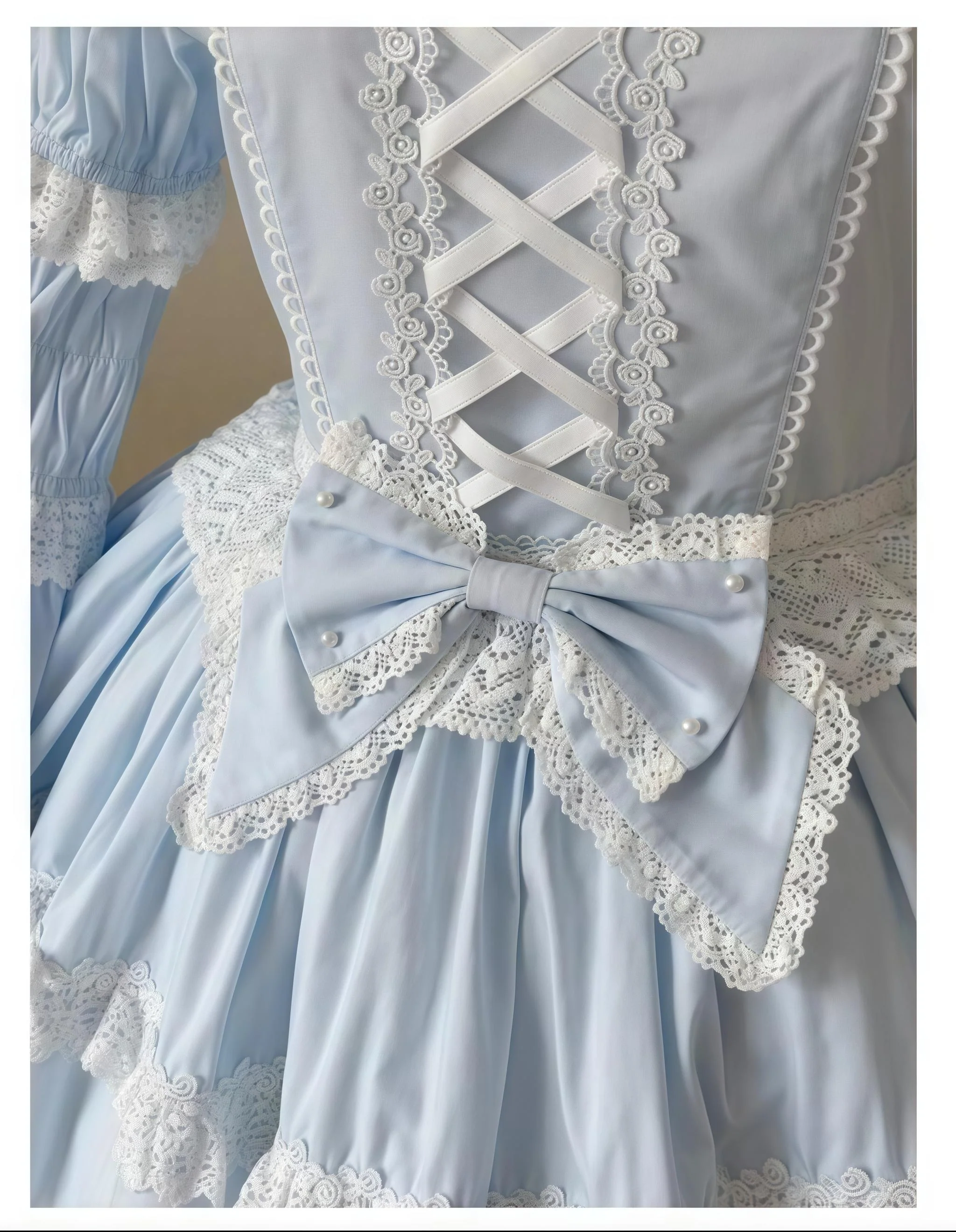 AerialCat - Cream Petals - Old School Lolita OP Tiered Ruffles Cotton Dress - Image 32