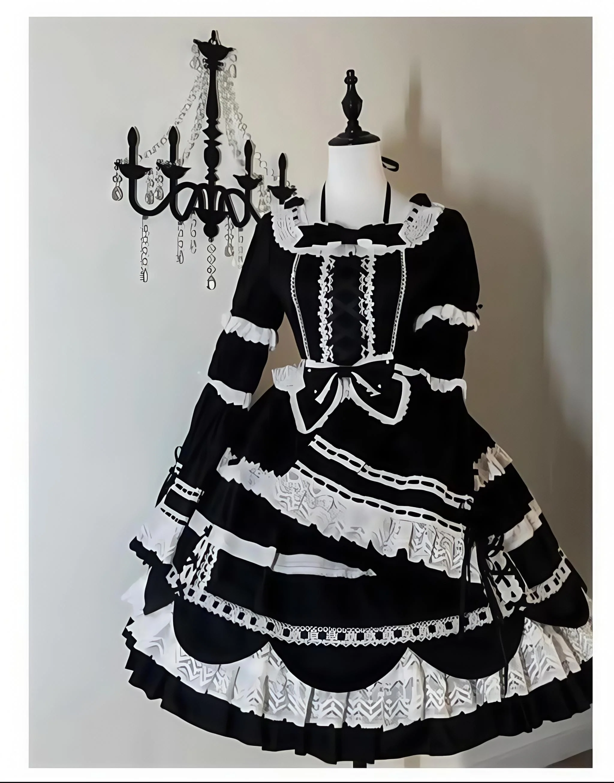 AerialCat - Cream Petals - Old School Lolita OP Tiered Ruffles Cotton Dress - Image 35