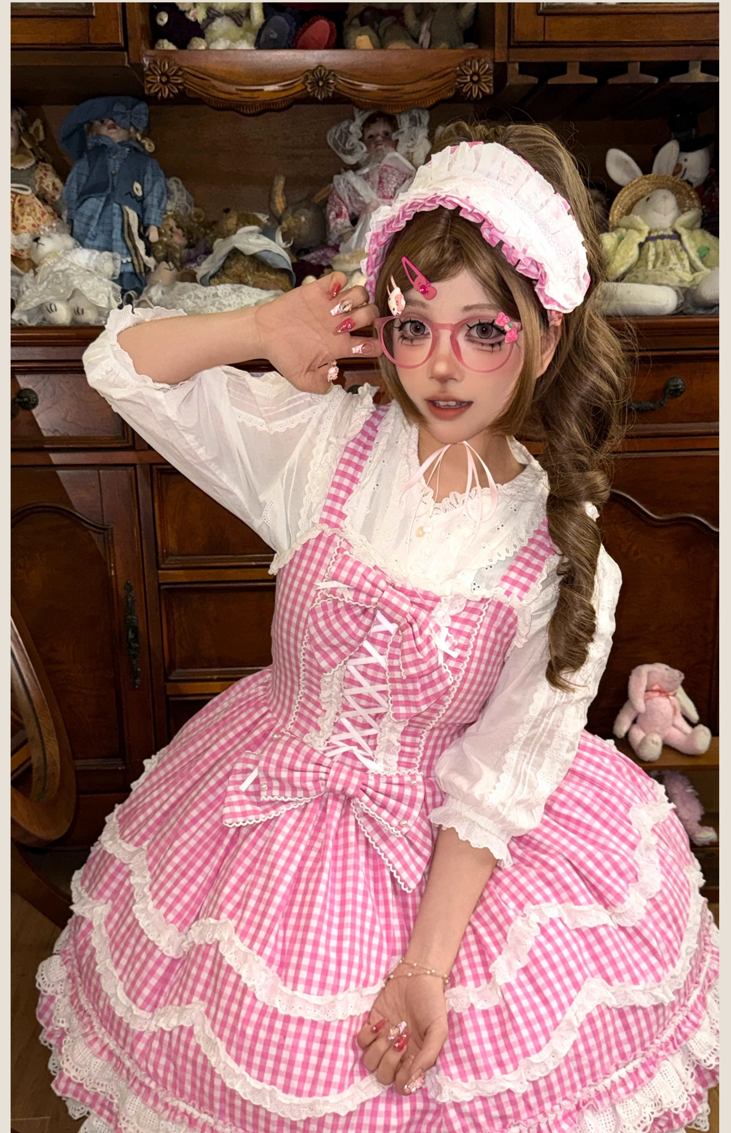 TaTaTa Lolita - Plaid Baileys - Old School Lolita Pink Plaid JSK - Image 29