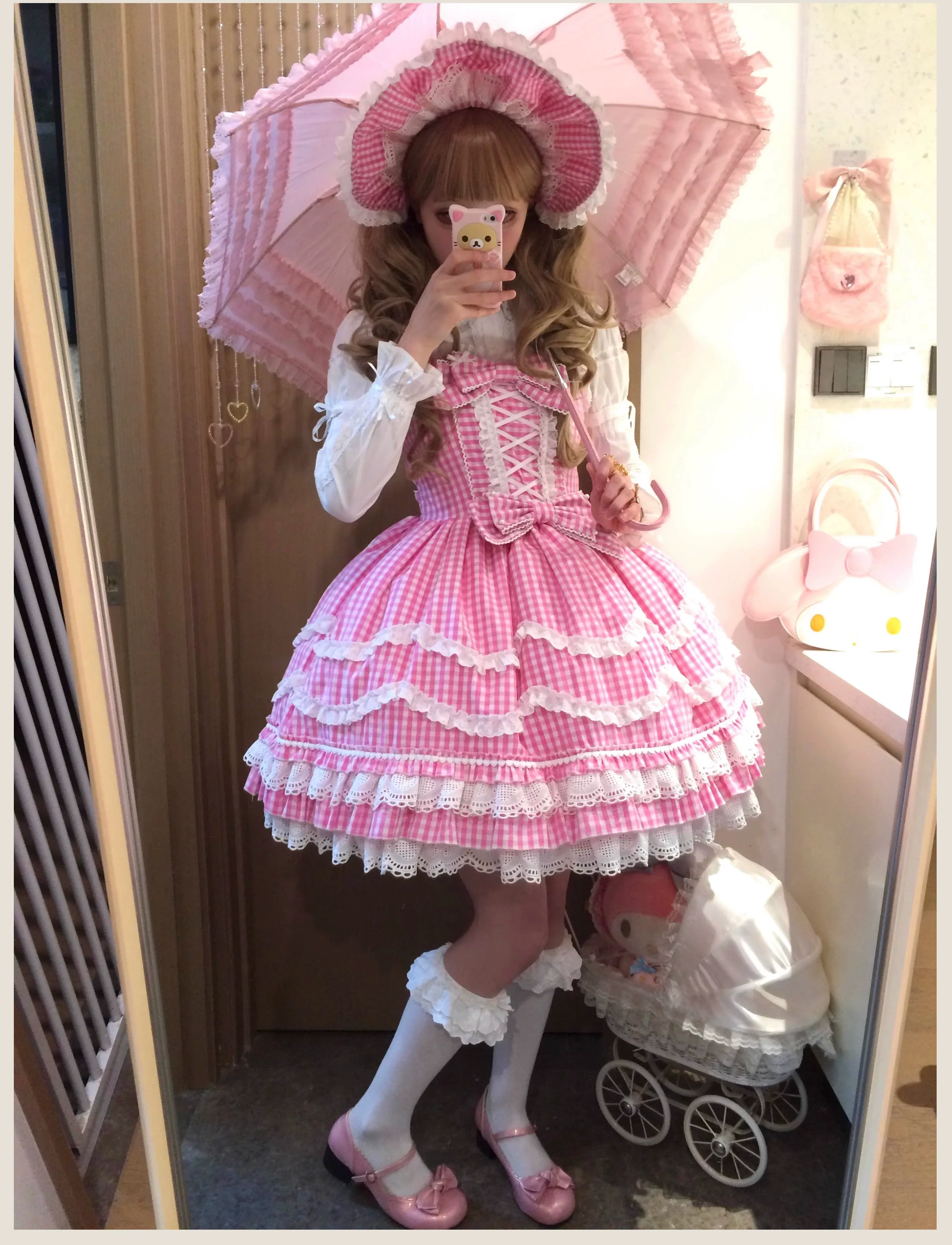 TaTaTa Lolita - Plaid Baileys - Old School Lolita Pink Plaid JSK - Image 30