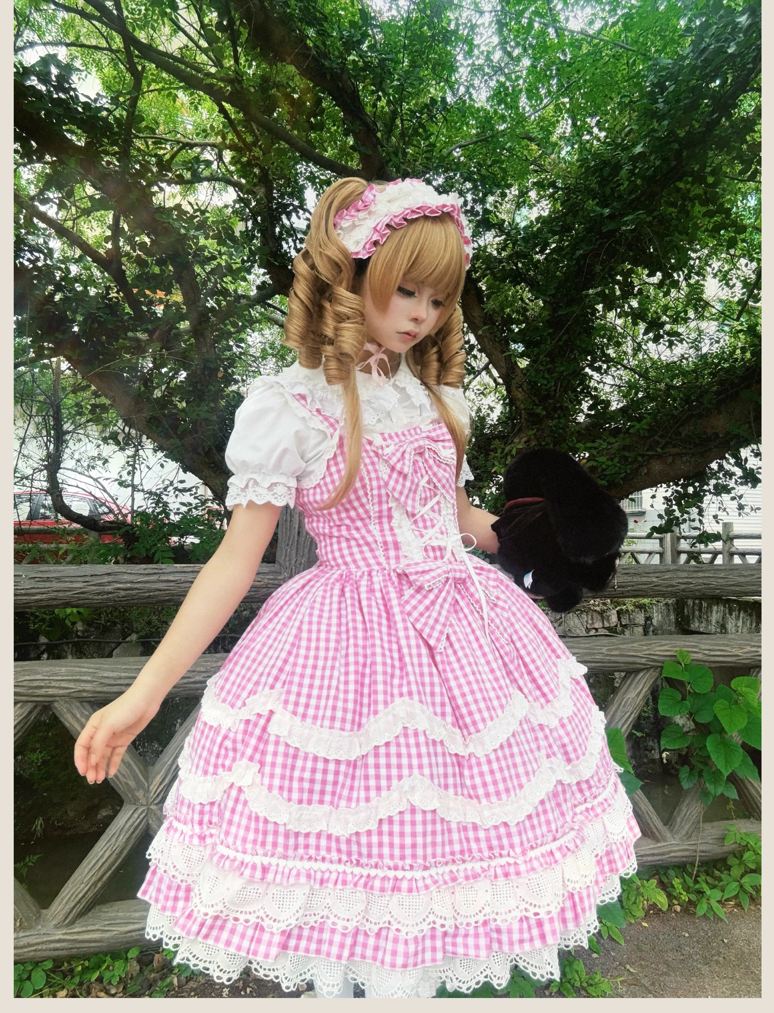 TaTaTa Lolita - Plaid Baileys - Old School Lolita Pink Plaid JSK - Image 6