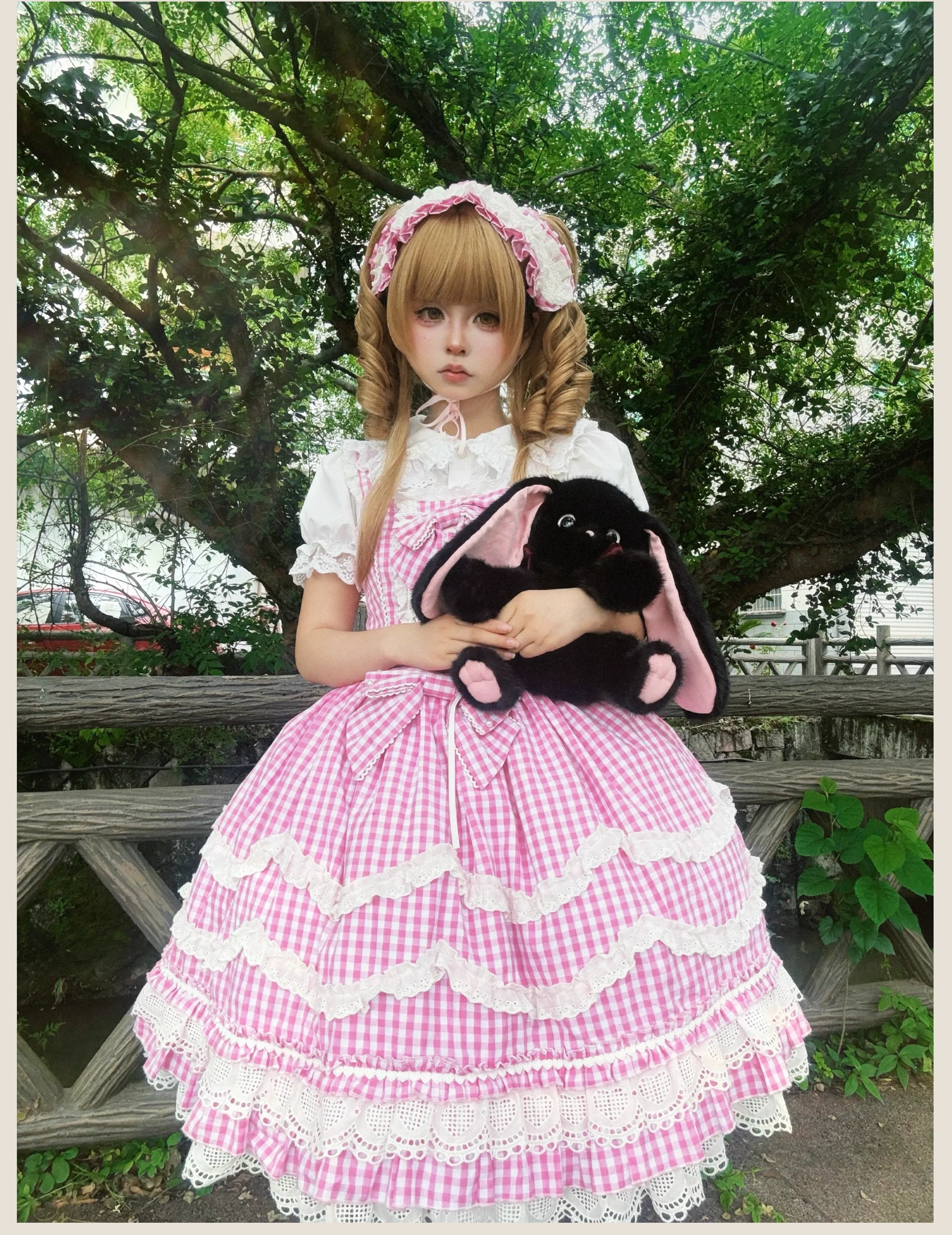 TaTaTa Lolita - Plaid Baileys - Old School Lolita Pink Plaid JSK - Image 7