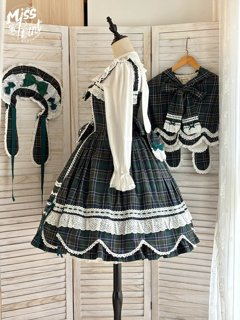 Plaid Petal Bunny - Old School Lolita Plaid JSK Dress, Side Pockets - Image 13