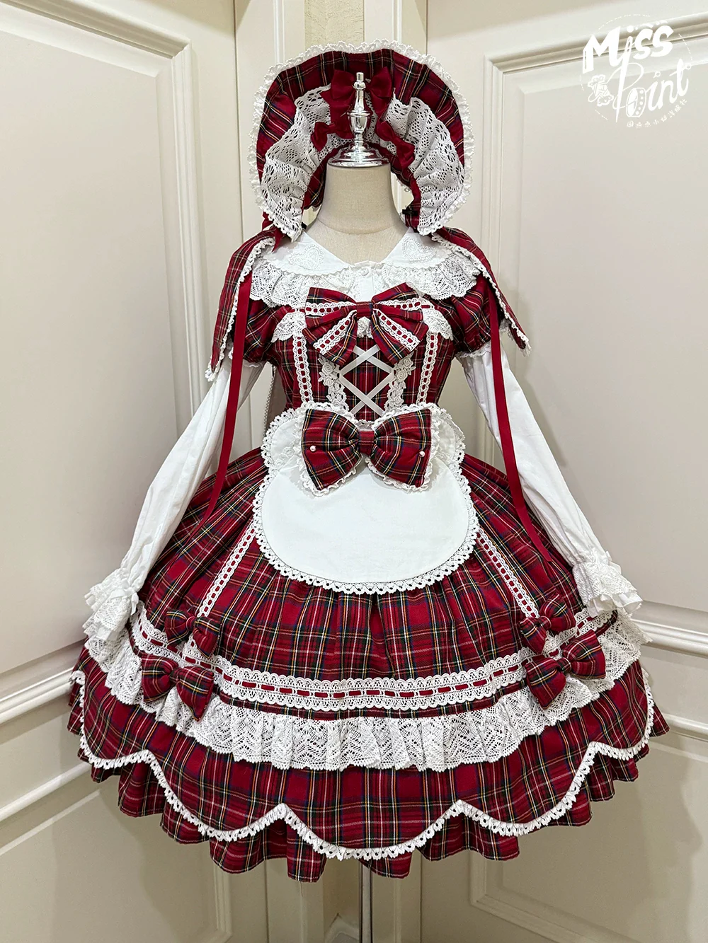 Plaid Petal Bunny - Old School Lolita Plaid OP Dress, Petal-shaped Hem - Image 36