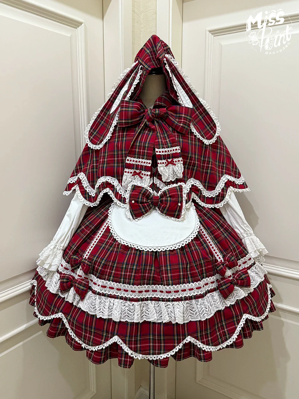 Plaid Petal Bunny - Old School Lolita Plaid OP Dress, Petal-shaped Hem - Image 37