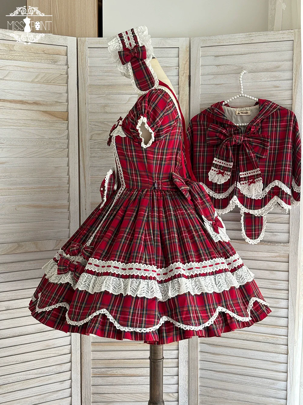 Plaid Petal Bunny - Old School Lolita Plaid OP Dress, Petal-shaped Hem - Image 38
