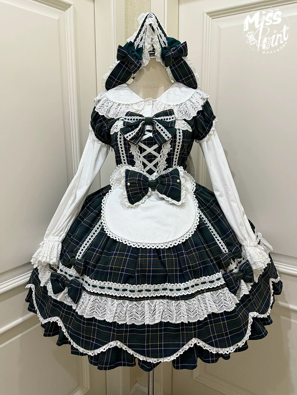 Plaid Petal Bunny - Old School Lolita Plaid OP Dress, Petal-shaped Hem - Image 39